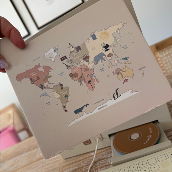 Zara Kids wooden desktop computer toy mouse keyboard neutral beige pretend play - Picture 6 of 11